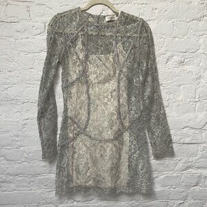 Zimmerman lace metallic mini dress with piping details